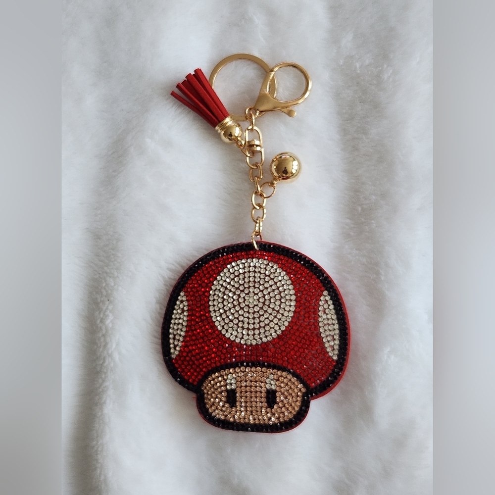 Super Mario Bros Red Mushroom Toad Keychain Bag Charm